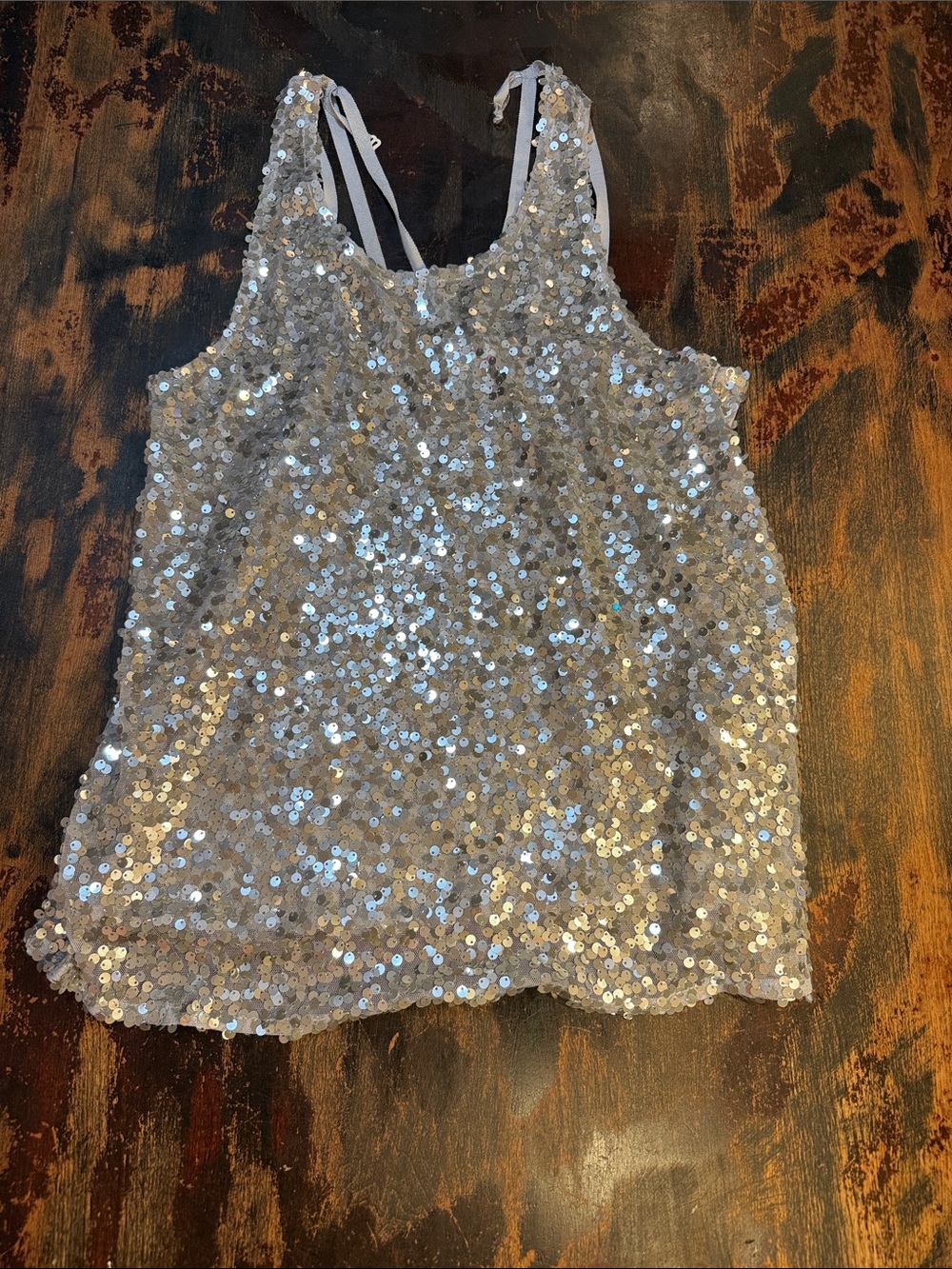 Silver Sequin Tie-Shoulder Camisole (Disco Fever)